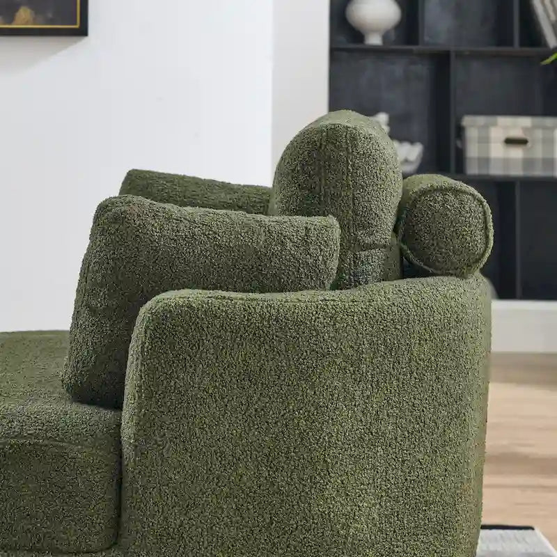 Fauteuil pivotant moderne vert 52 avec pouf de rangement