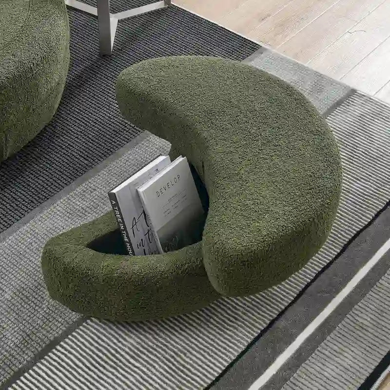 Fauteuil pivotant moderne vert 52 avec pouf de rangement