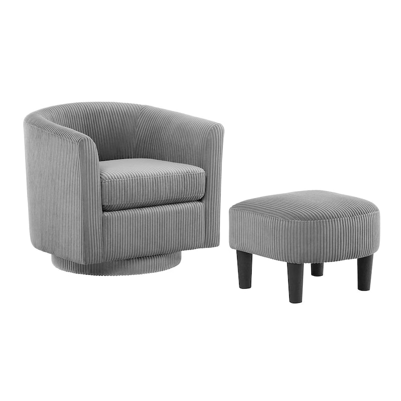 Fauteuil pivotant moderne gris 26,4 avec pouf