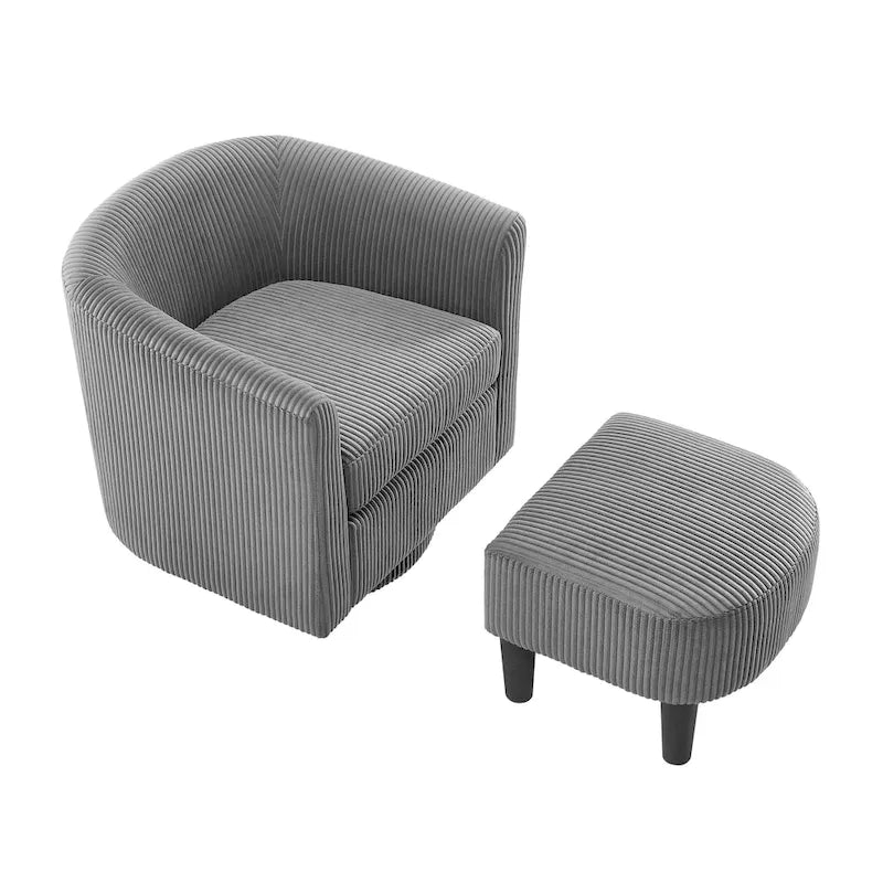 Fauteuil pivotant moderne gris 26,4 avec pouf