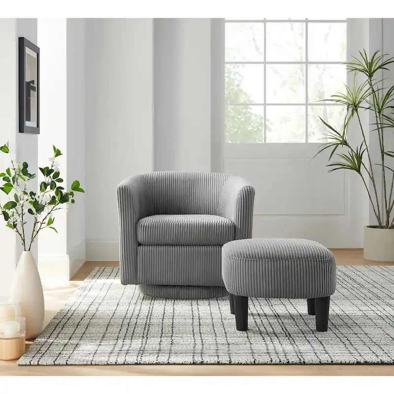 Fauteuil pivotant moderne gris 26,4 avec pouf