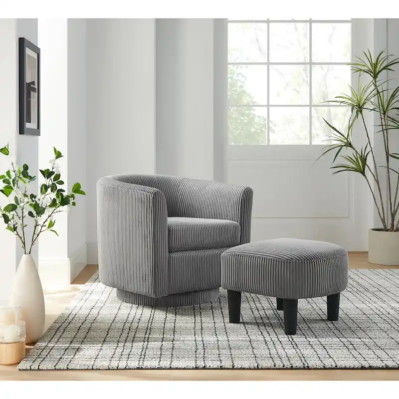 Fauteuil pivotant moderne gris 26,4 avec pouf