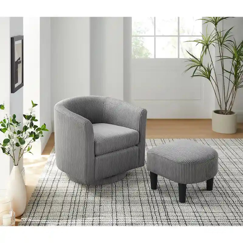 Fauteuil pivotant moderne gris 26,4 avec pouf