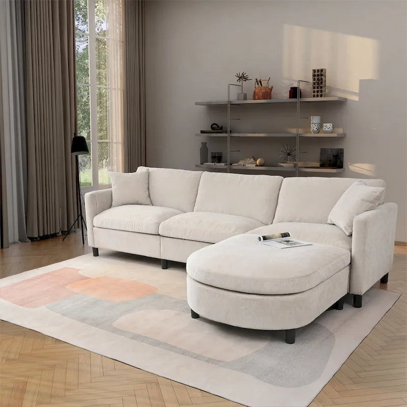 Canapé quatre places spacieux beige de 274 cm