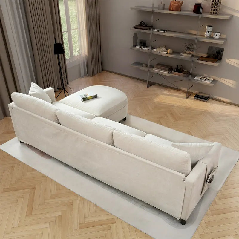 Canapé quatre places spacieux beige de 274 cm