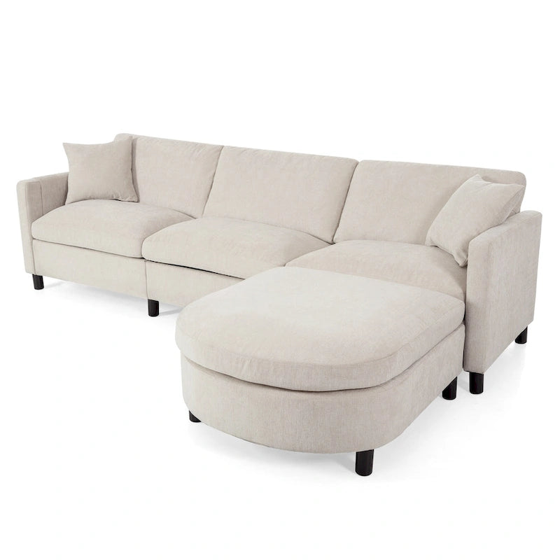 Canapé quatre places spacieux beige de 274 cm