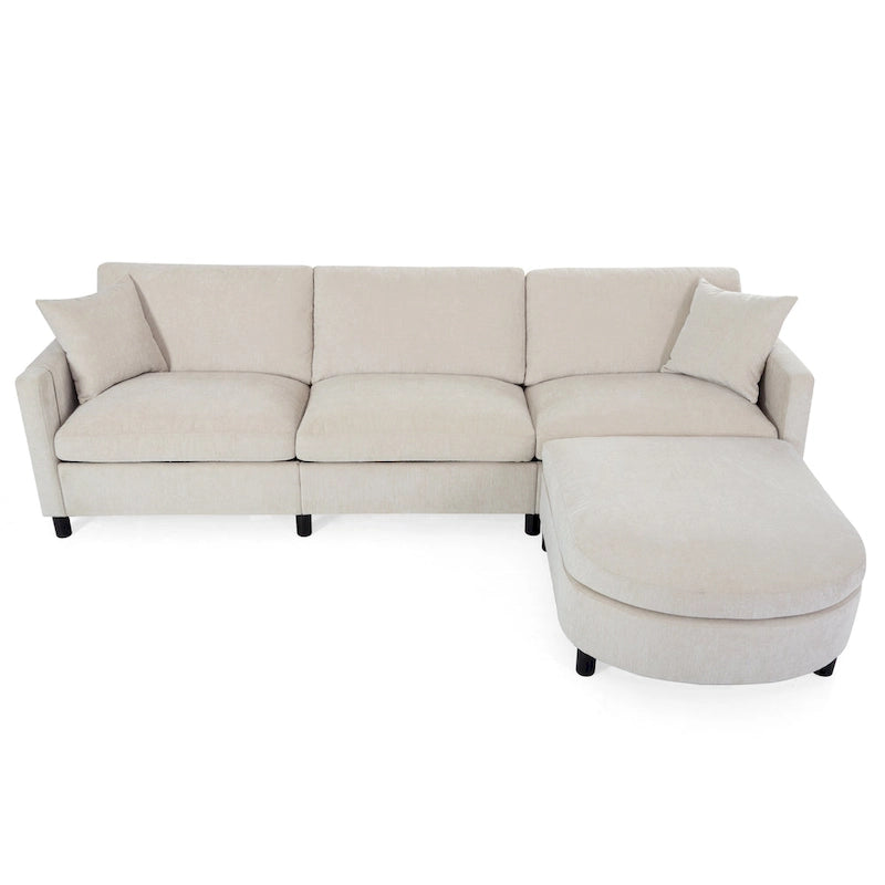 Canapé quatre places spacieux beige de 274 cm