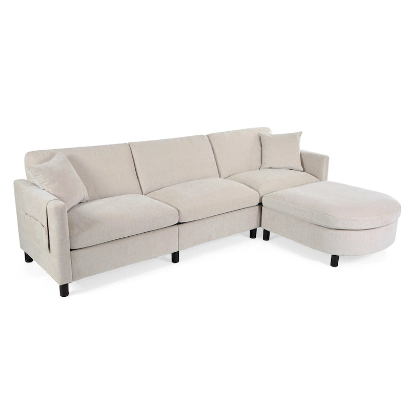 Canapé quatre places spacieux beige de 274 cm