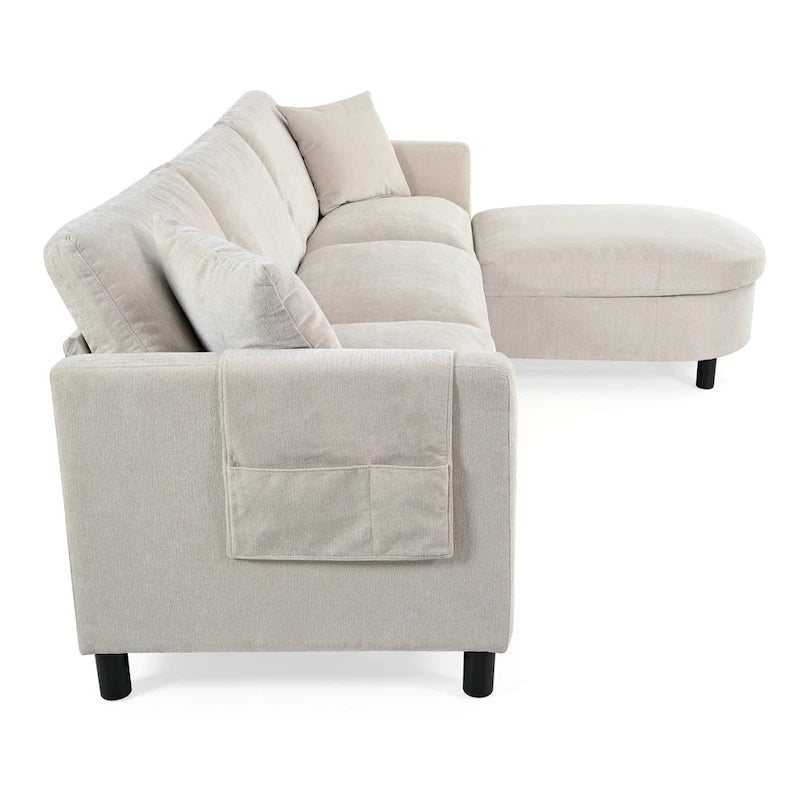 Canapé quatre places spacieux beige de 274 cm