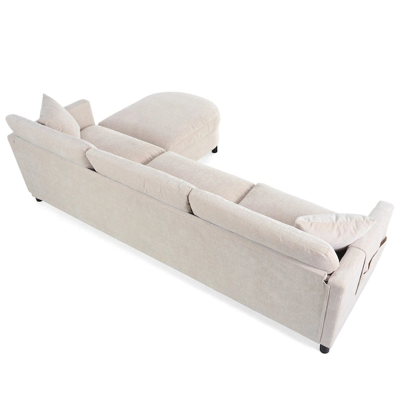 Canapé quatre places spacieux beige de 274 cm