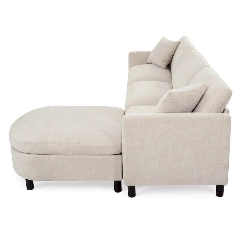 Canapé quatre places spacieux beige de 274 cm