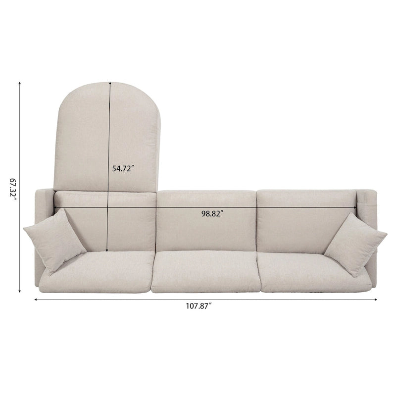 Canapé quatre places spacieux beige de 274 cm