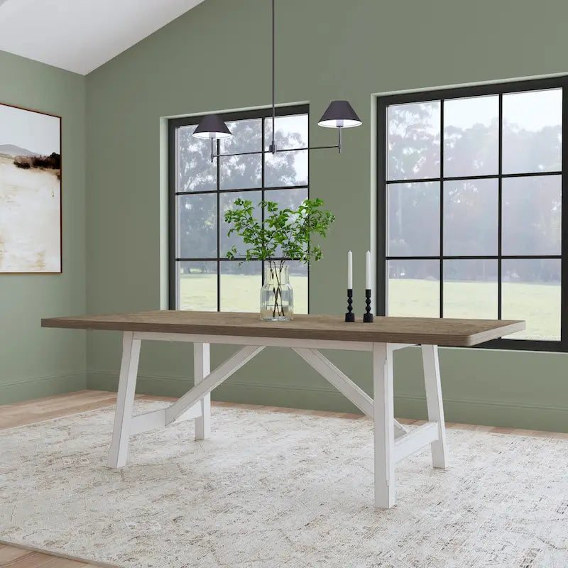 Table à manger rectangulaire en bois blanc