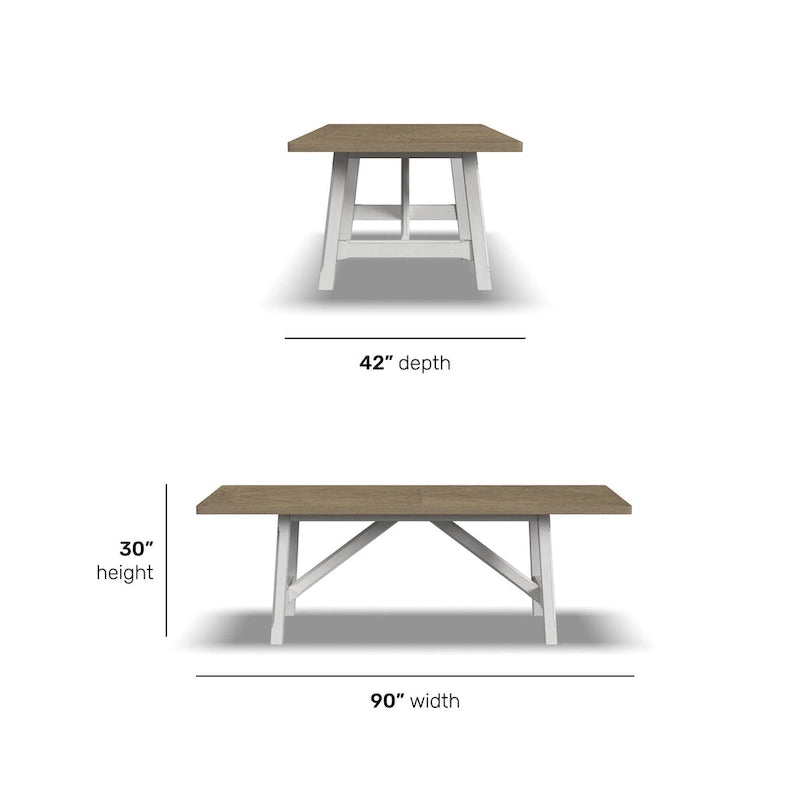 Table à manger rectangulaire en bois blanc