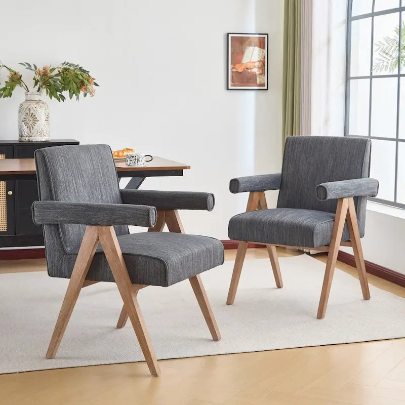 Chaises de salle à manger en tissu avec accoudoirs (Lot de 2)
