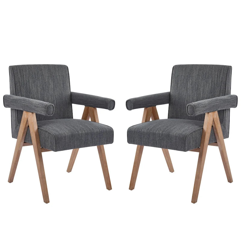 Chaises de salle à manger en tissu avec accoudoirs (Lot de 2)