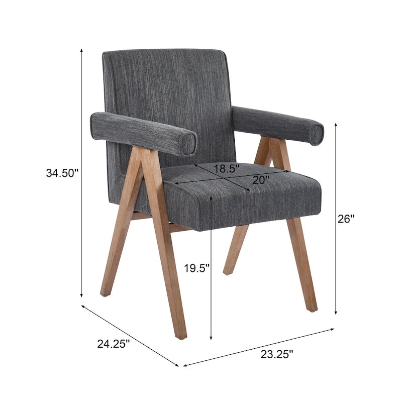 Chaises de salle à manger en tissu avec accoudoirs (Lot de 2)