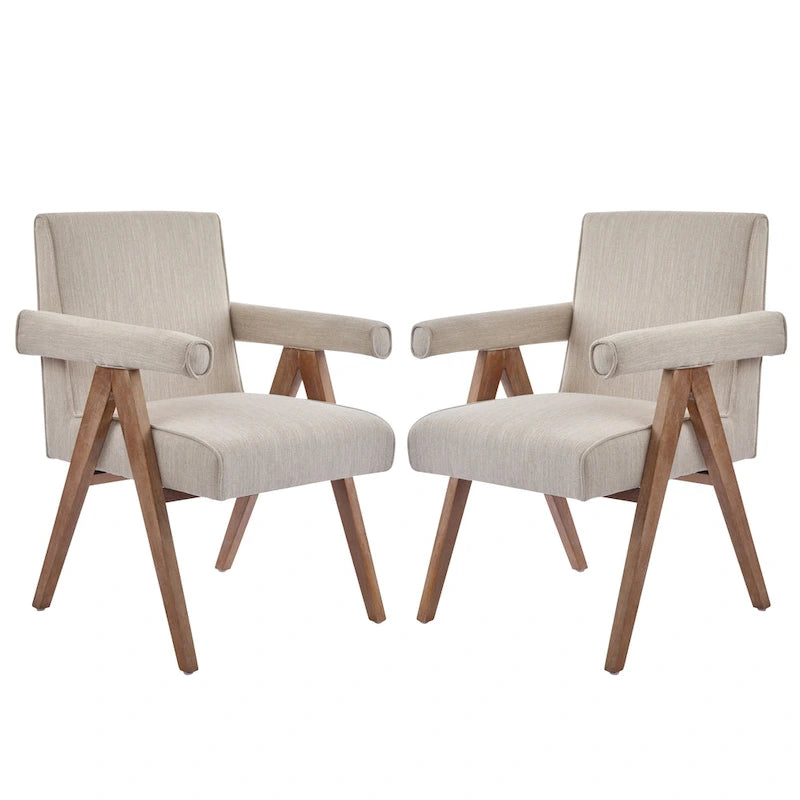 Chaises de salle à manger en tissu avec accoudoirs (Lot de 2)