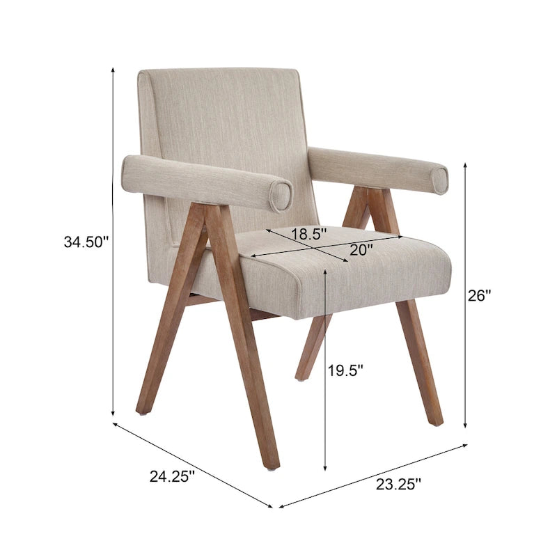 Chaises de salle à manger en tissu avec accoudoirs (Lot de 2)