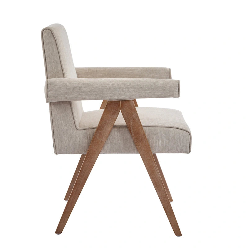 Chaises de salle à manger en tissu avec accoudoirs (Lot de 2)