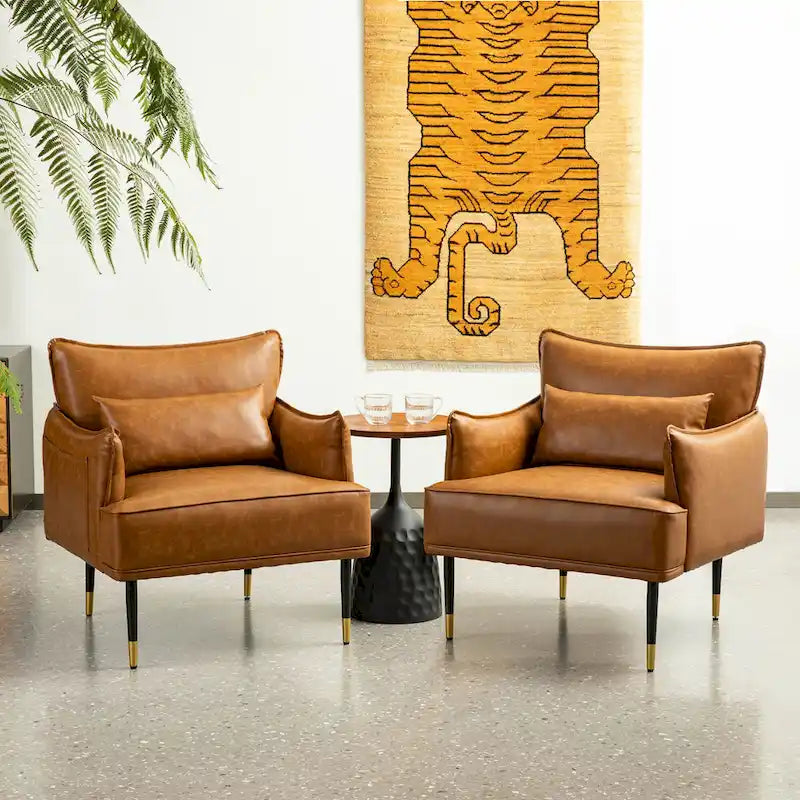 Fauteuil Mid-Century Modern en simili-cuir