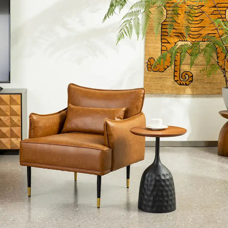 Fauteuil Mid-Century Modern en simili-cuir
