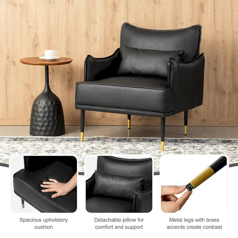 Fauteuil Mid-Century Modern en simili-cuir