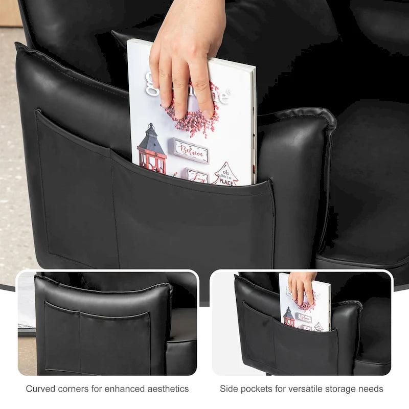 Fauteuil Mid-Century Modern en simili-cuir