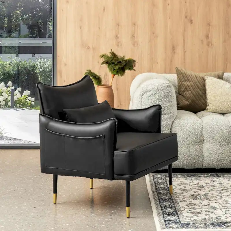Fauteuil Mid-Century Modern en simili-cuir