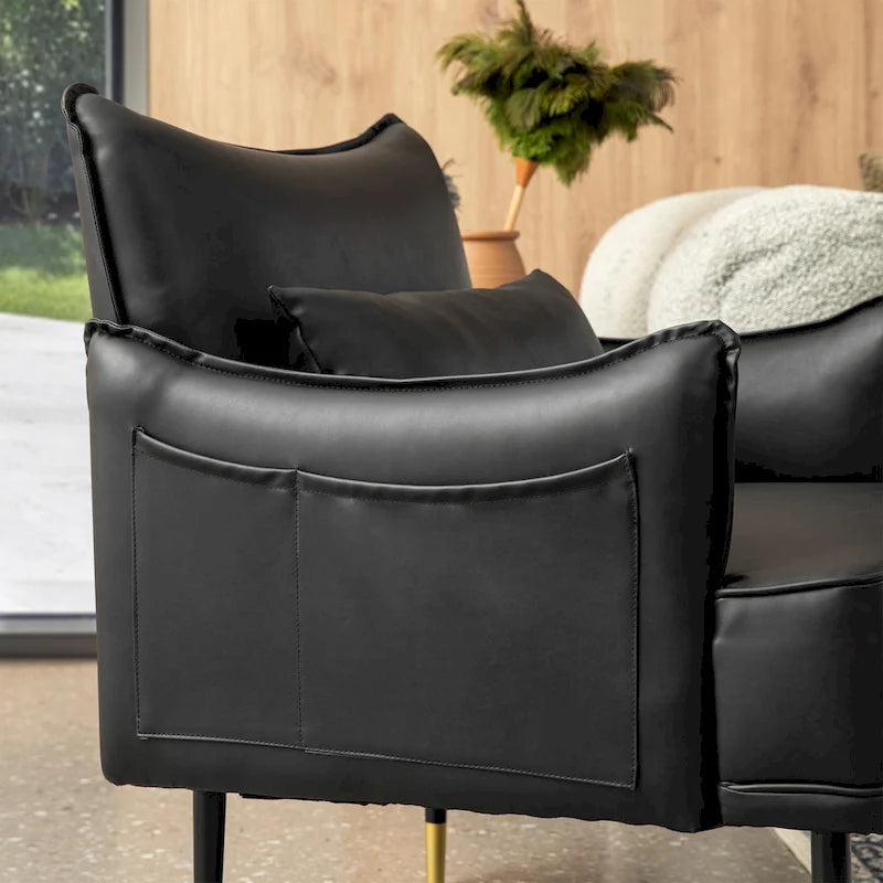 Fauteuil Mid-Century Modern en simili-cuir