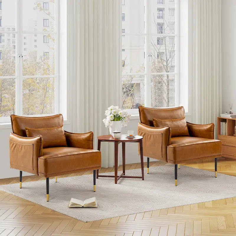 Fauteuil Mid-Century Modern en simili-cuir