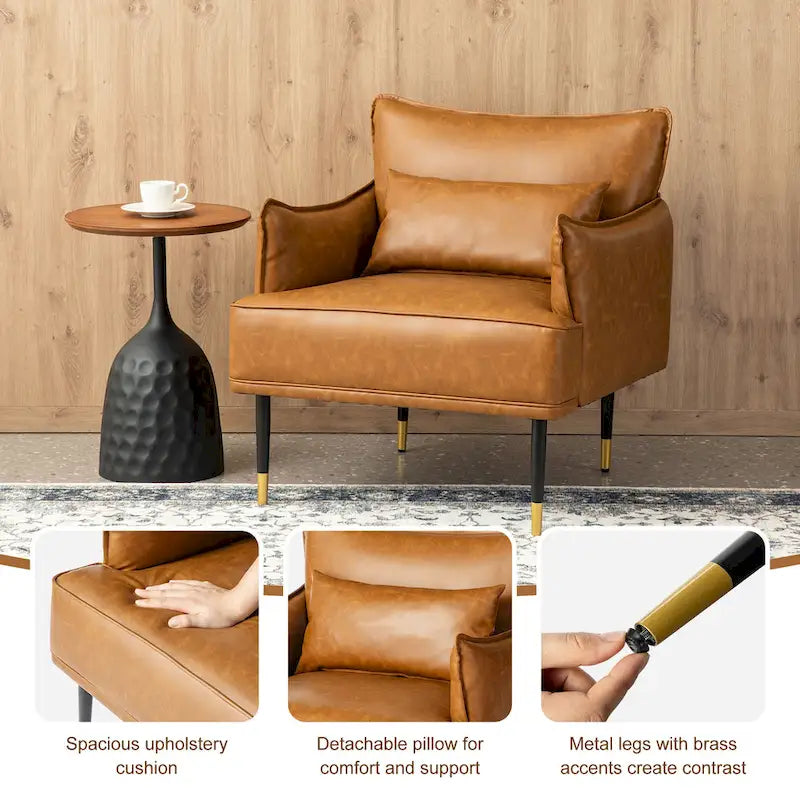 Fauteuil Mid-Century Modern en simili-cuir