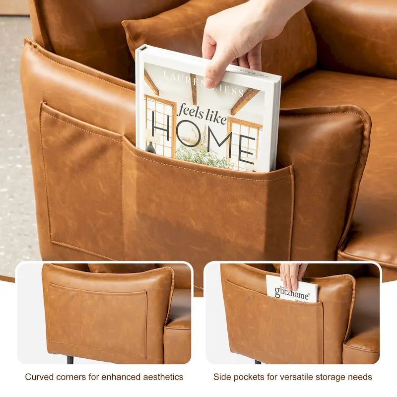 Fauteuil Mid-Century Modern en simili-cuir
