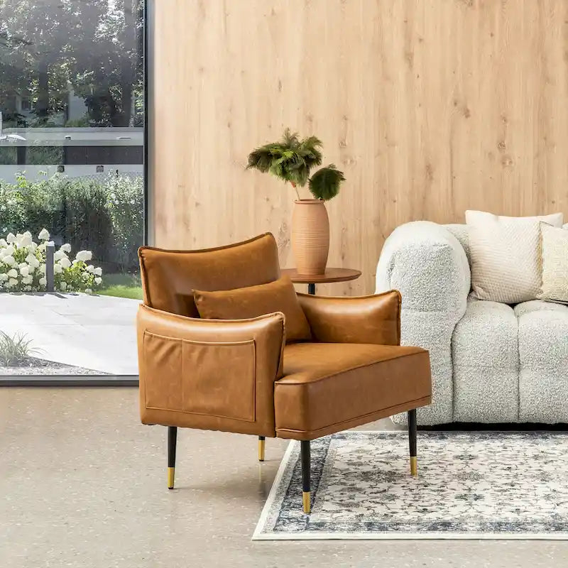 Fauteuil Mid-Century Modern en simili-cuir