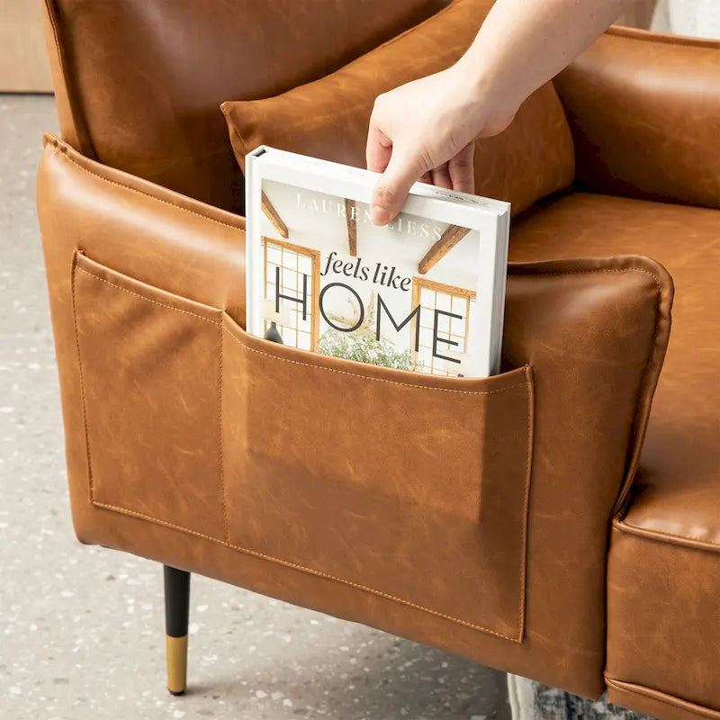 Fauteuil Mid-Century Modern en simili-cuir