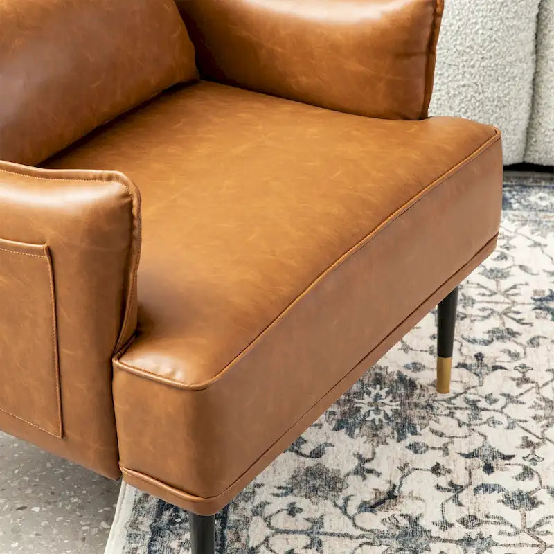 Fauteuil Mid-Century Modern en simili-cuir