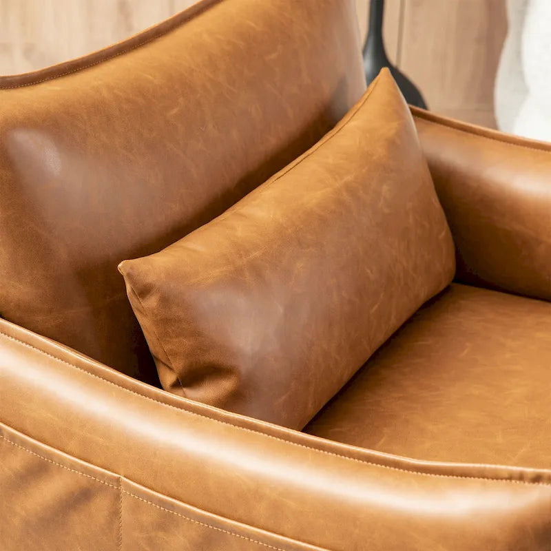 Fauteuil Mid-Century Modern en simili-cuir