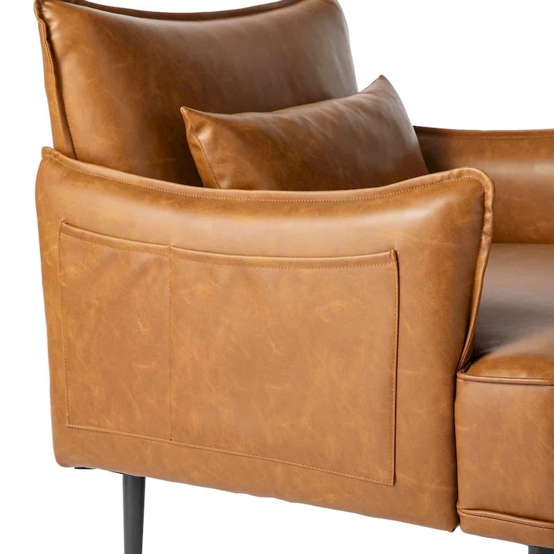 Fauteuil Mid-Century Modern en simili-cuir