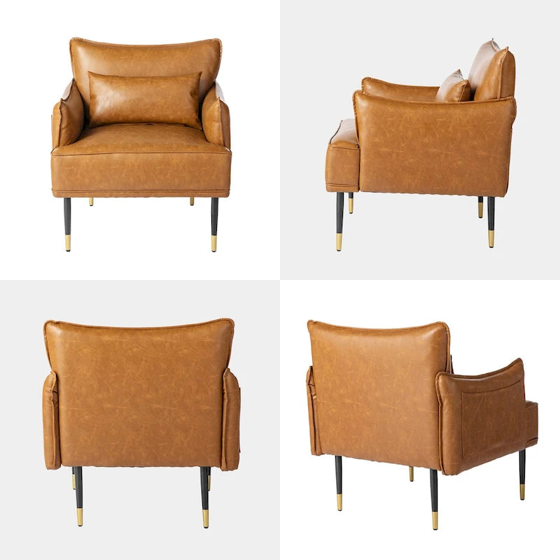 Fauteuil Mid-Century Modern en simili-cuir