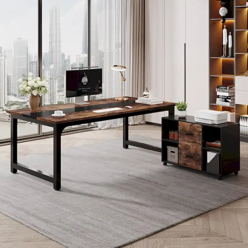 Bureau de direction de 160 cm avec classeur latéral de 100 cm