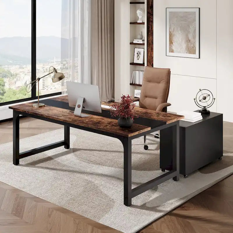 Bureau de direction de 160 cm avec classeur latéral de 100 cm