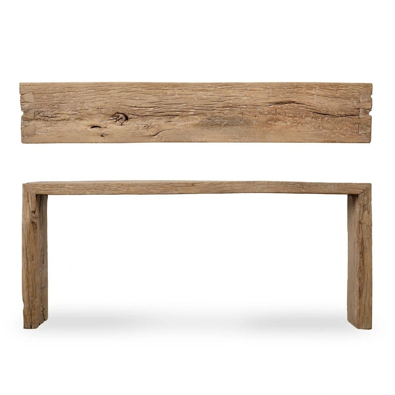Console cascade vintage d'environ 1,80-2,00 m de long en bois naturel vieilli (taille et finition variables)