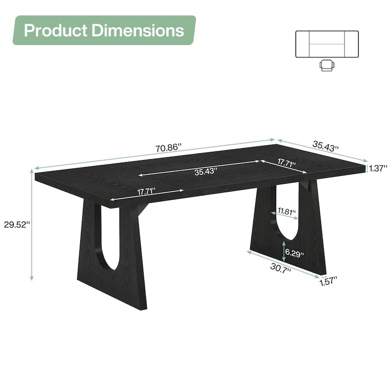 Bureau de direction rectangulaire de 70,9 pouces