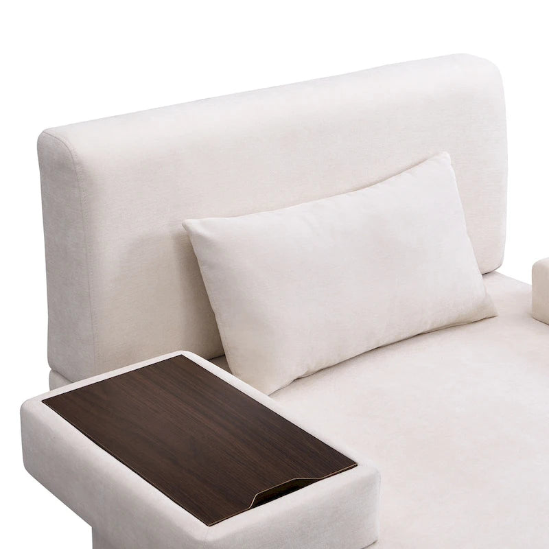 Fauteuil surdimensionné en polyester avec rangement Accoudoir asymétrique et chaise moderne du milieu du siècle, capacité de 102 kg