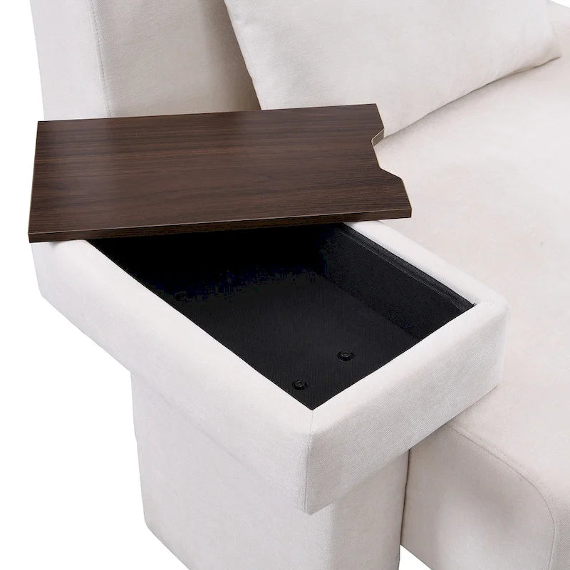 Fauteuil surdimensionné en polyester avec rangement Accoudoir asymétrique et chaise moderne du milieu du siècle, capacité de 102 kg