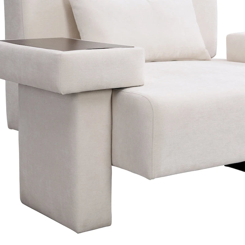Fauteuil surdimensionné en polyester avec rangement Accoudoir asymétrique et chaise moderne du milieu du siècle, capacité de 102 kg