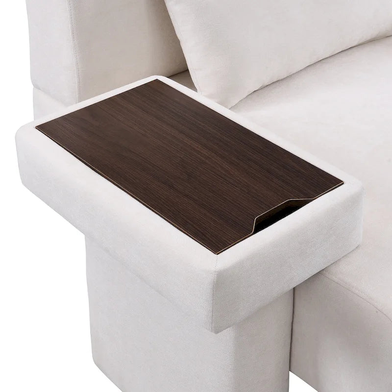 Fauteuil surdimensionné en polyester avec rangement Accoudoir asymétrique et chaise moderne du milieu du siècle, capacité de 102 kg