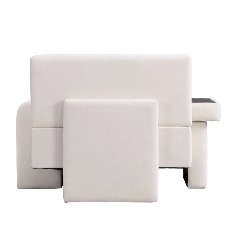 Fauteuil surdimensionné en polyester avec rangement Accoudoir asymétrique et chaise moderne du milieu du siècle, capacité de 102 kg
