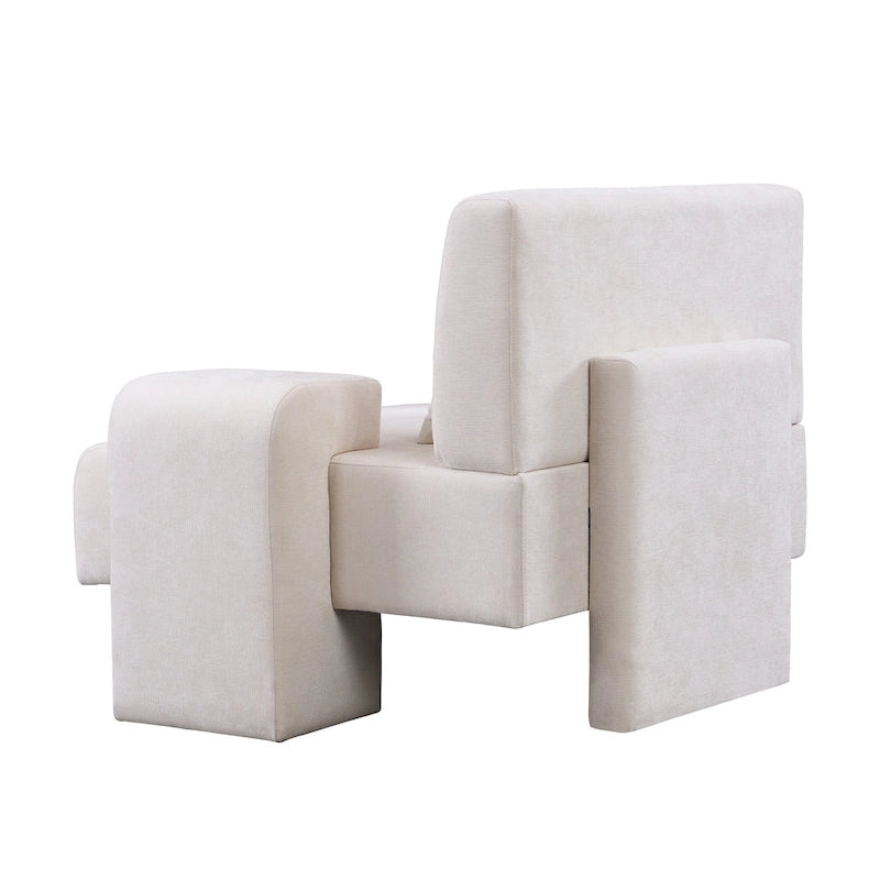 Fauteuil surdimensionné en polyester avec rangement Accoudoir asymétrique et chaise moderne du milieu du siècle, capacité de 102 kg