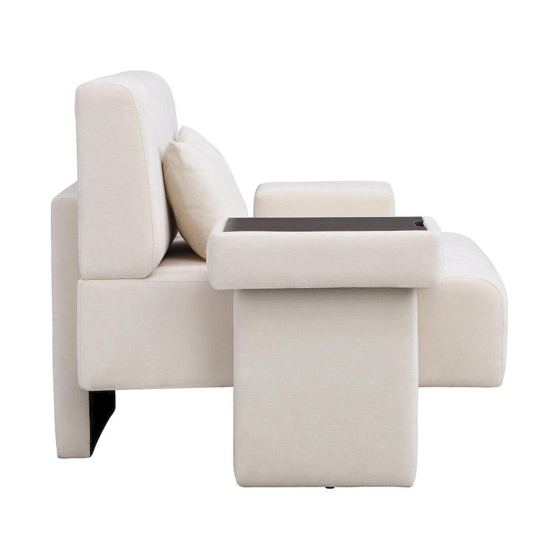 Fauteuil surdimensionné en polyester avec rangement Accoudoir asymétrique et chaise moderne du milieu du siècle, capacité de 102 kg